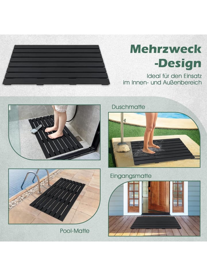 COSTWAY Bodenelement für Solardusche 100x60cm in Schwarz günstig kaufen onesize