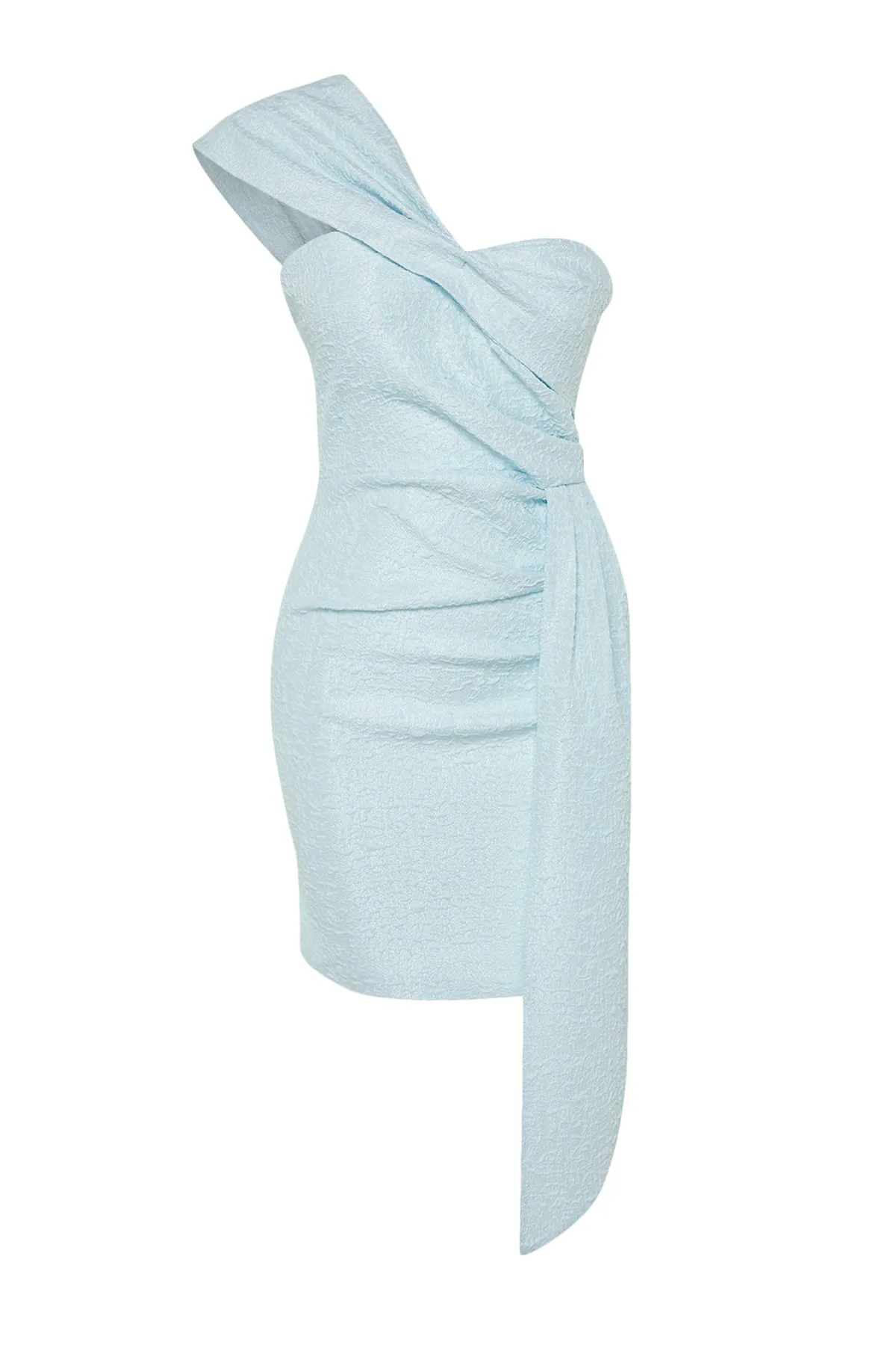 Trendyol Collection  Hellblaues, gewebtes, tailliertes, selbstgemustertes, elegantes Abendkleid TPRSS23EL00550