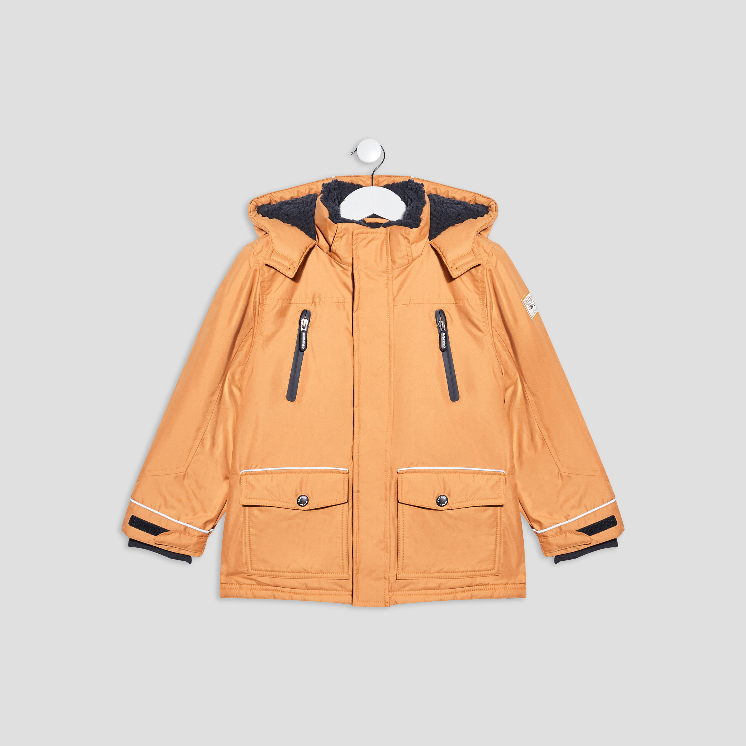 Parka droite à capuche jaune moutarde garçon | La Halle
