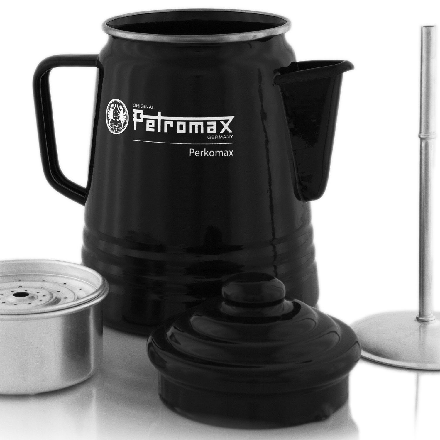 Petromax Perkolator Outdoor Geschirr-Set Perkolator+Becher+Schüssel+Teller in schwarz, 7 teilig Vorteils-Set