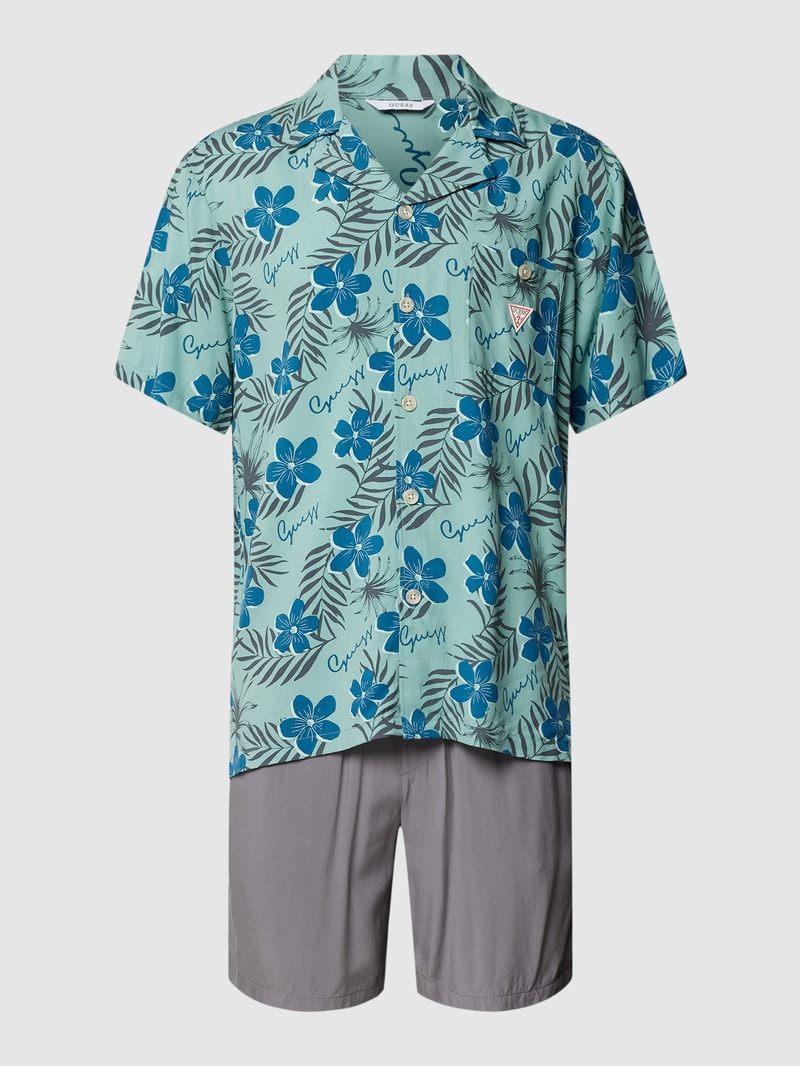Pyjama mit Logo-Patch Modell 'SHORT PJ SET' in ozean blau