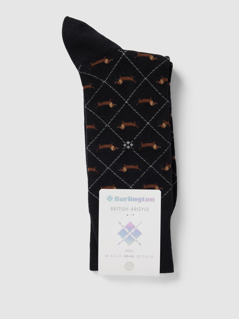 Socken mit Motiv-Print Modell 'DACHSHUND' in schwarz