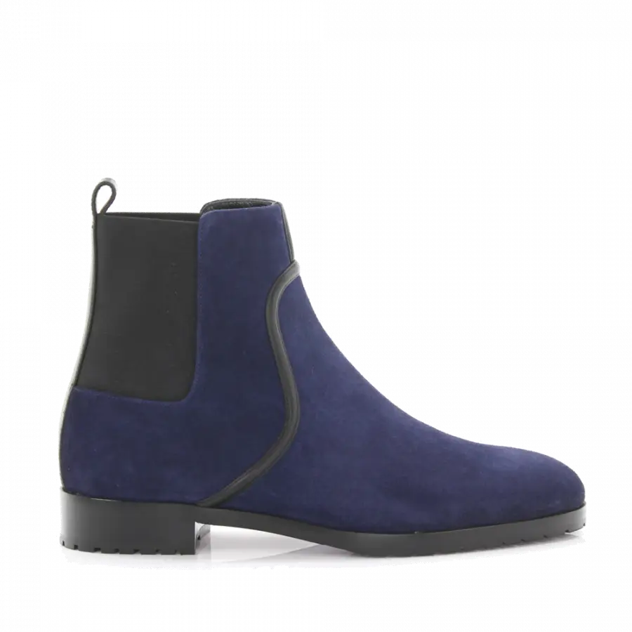 Sergio Rossi - Stiefeletten Kalbsleder Veloursleder blau - blau