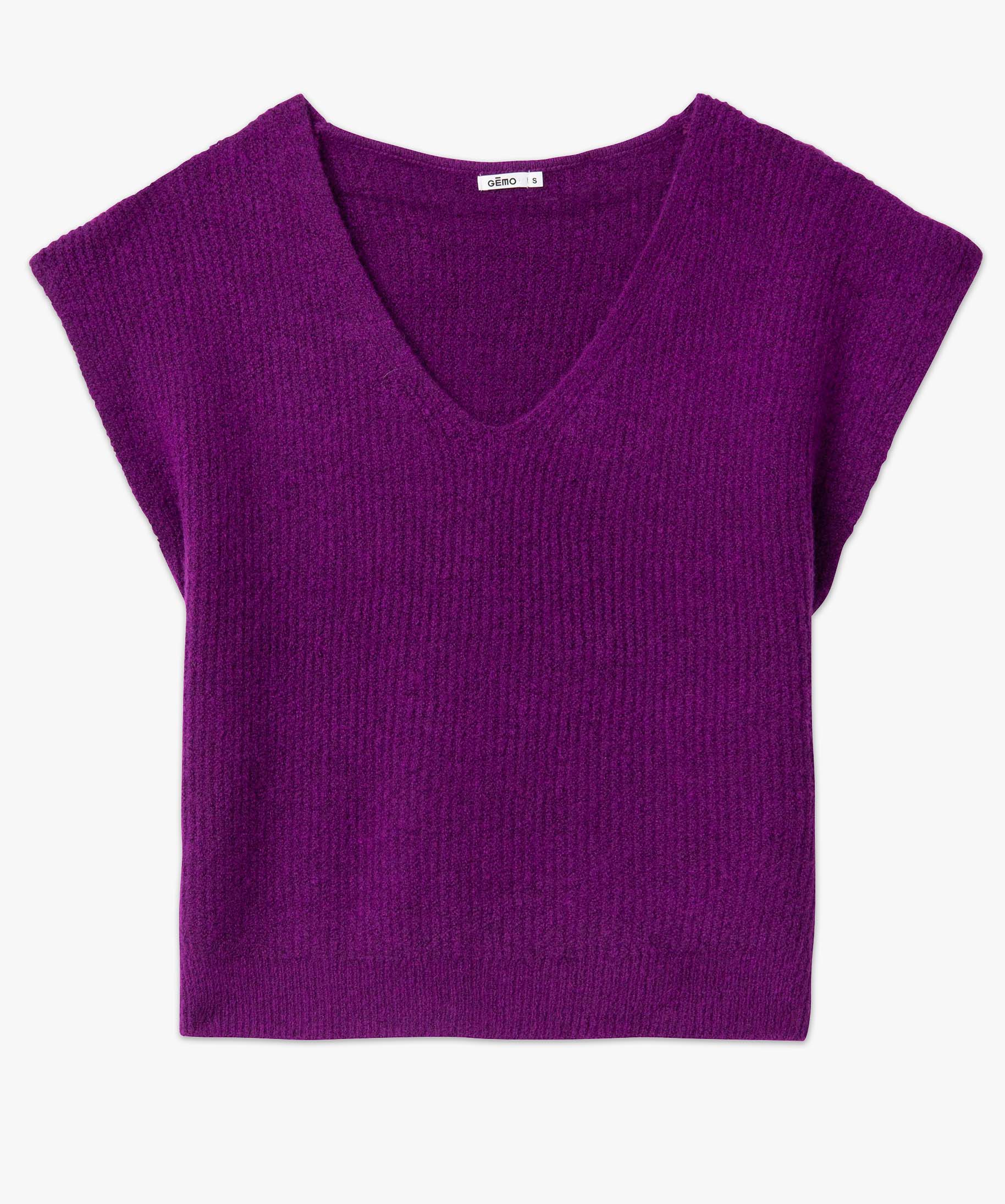 Pull femme sans manches avec col V violet | GEMO