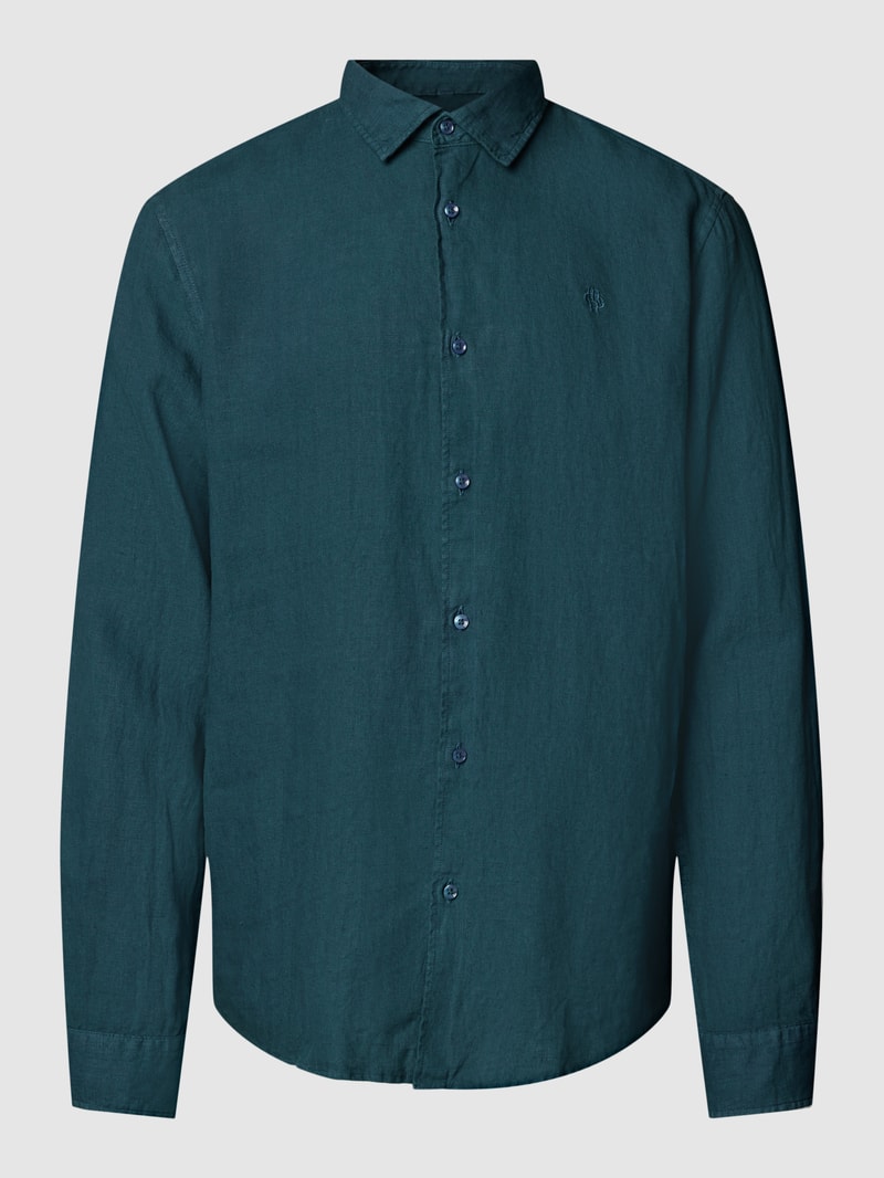 Freizeithemd mit Label-Stitching in petrol