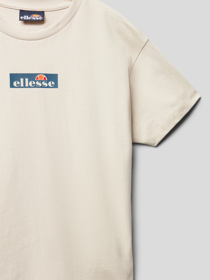 T-Shirt mit Logo-Print Modell 'Tenio' in beige
