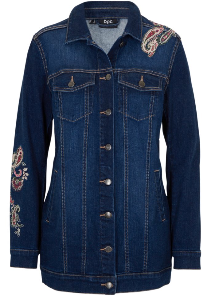Jeansjacke mit Stickerei