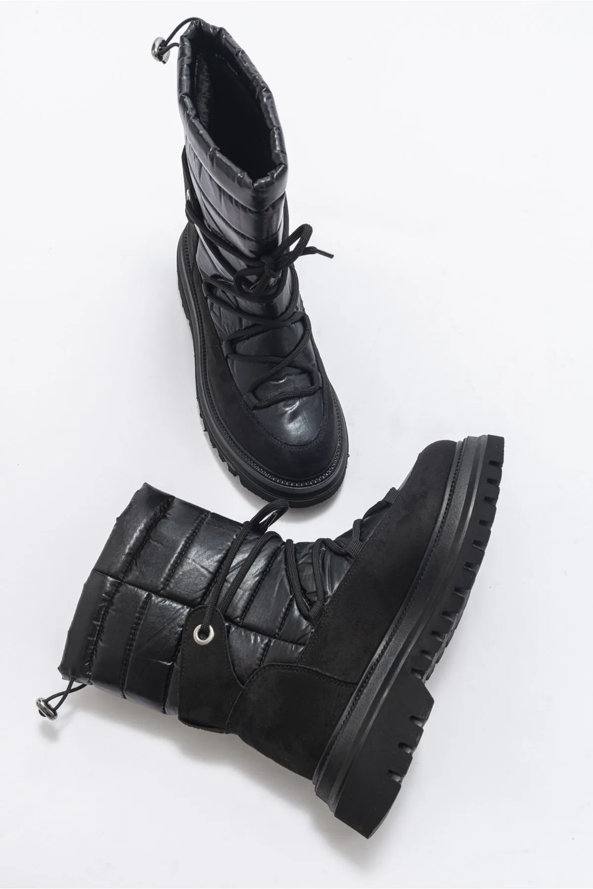 LuviShoes  Weld Damen-Schneestiefel aus schwarzem Wildleder