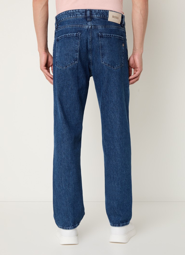 Calça jeans reta HUGO BOSS H-Akron com lavagem escura