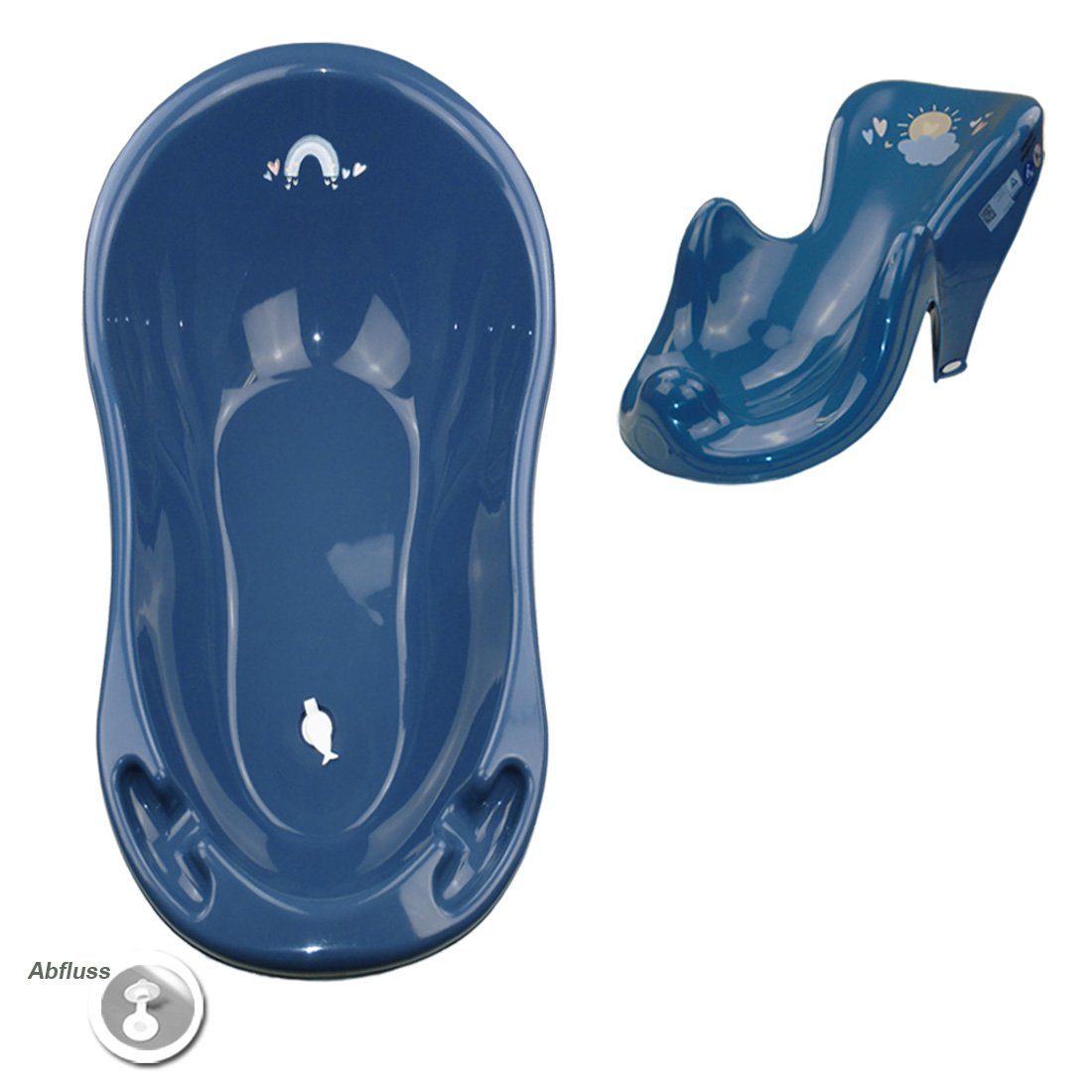 Tega-Baby Babybadewanne 2 Teile SET - METEO Blau - -Babybadeset Wanne Pflege Wanne, (Made in Europe Spar.Set), Babybadewanne + Badesitz