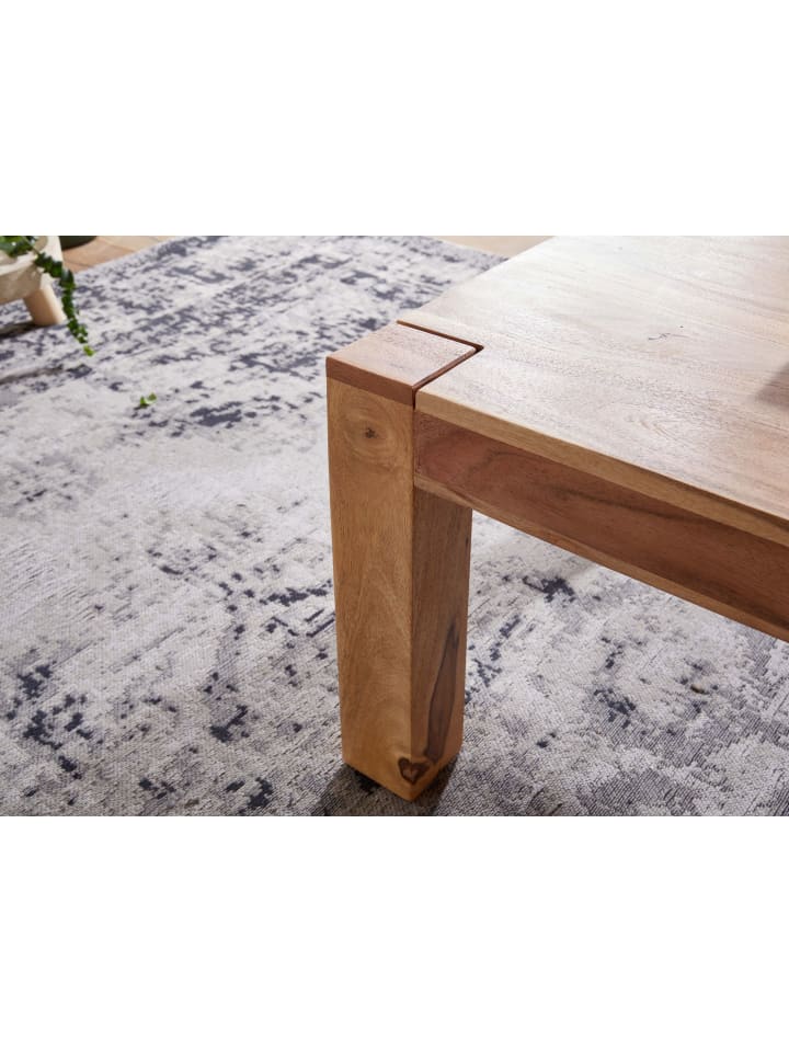 KADIMA DESIGN Rustikaler Couchtisch NAKO: Akazienholz, quadratisch, pflegeleicht in Beige günstig kaufen