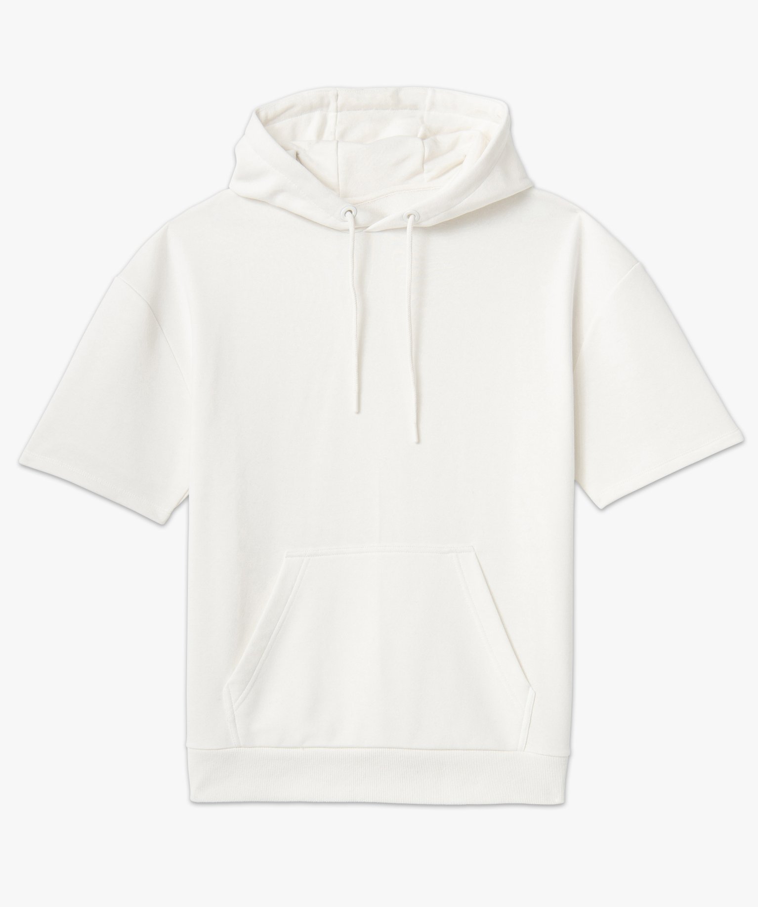 Sweat homme à capuche à manches courtes ecru | GEMO