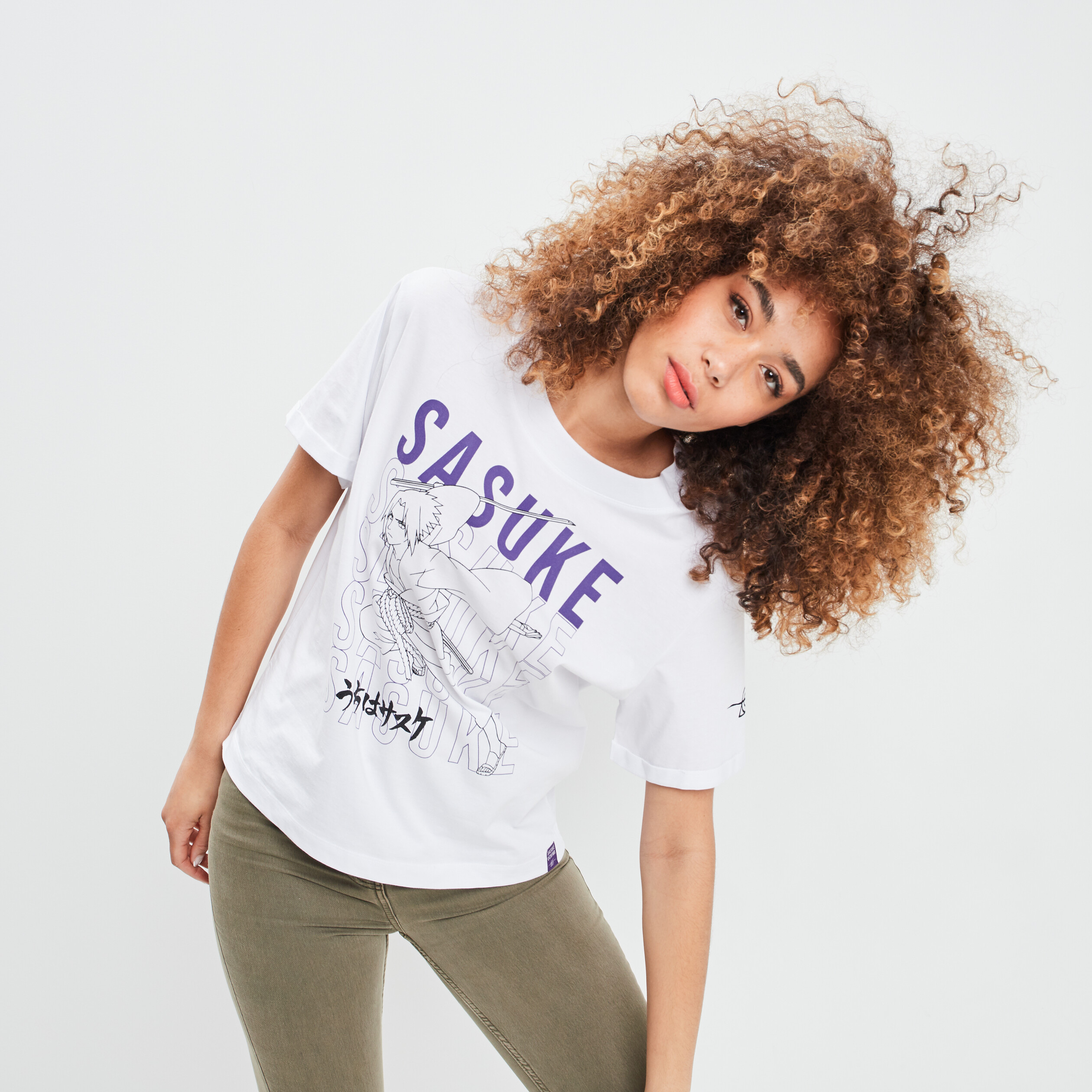 T-shirt manches courtes Naruto blanc femme | La Halle