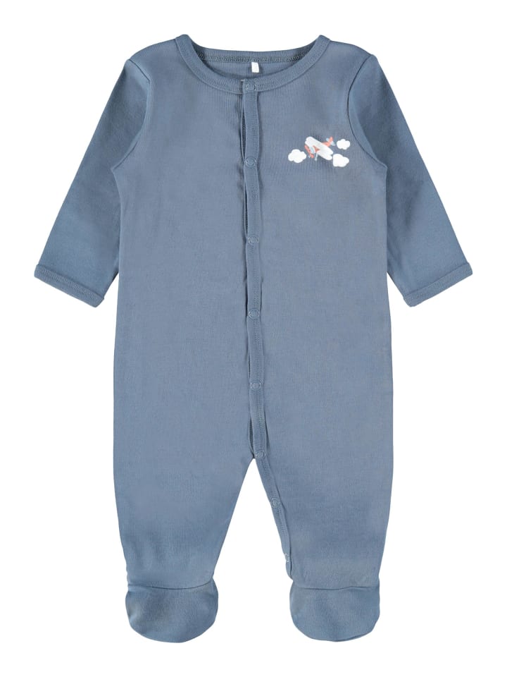 name it Schlafanzug mit Flugzeug Print mit Druckknöpfen in Blau günstig kaufen 68