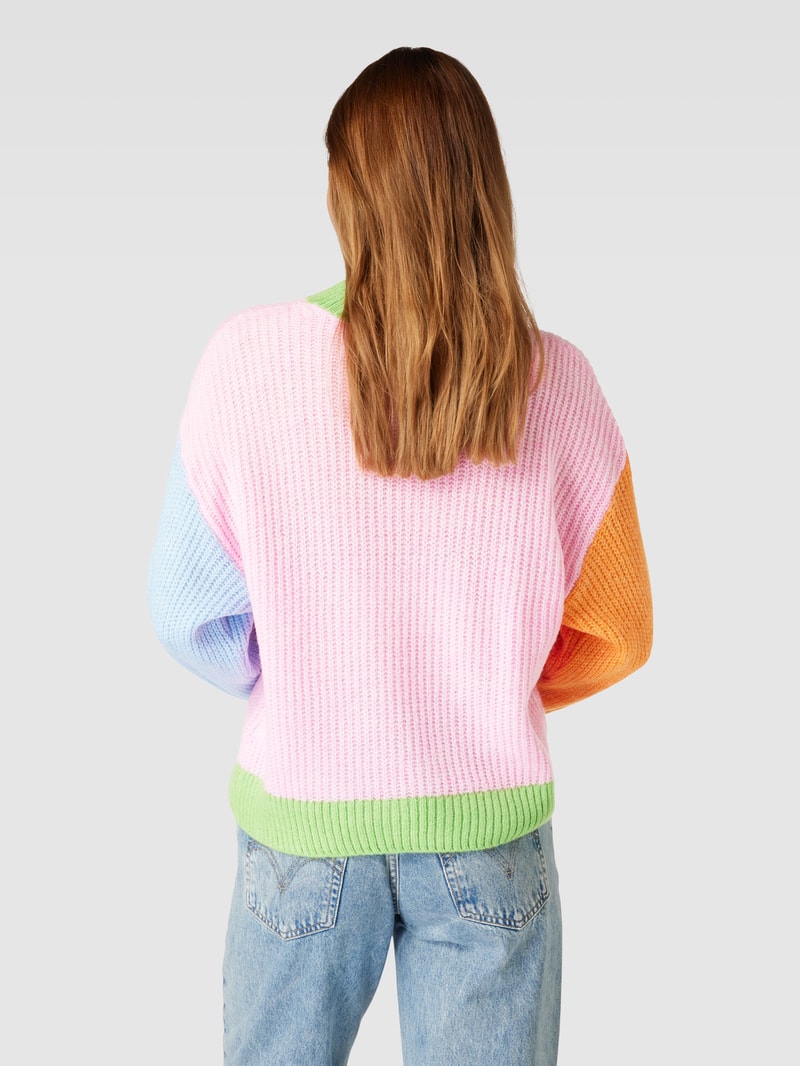 Strickpullover im Colour-Blocking-Design Modell 'MANNA' in rosa