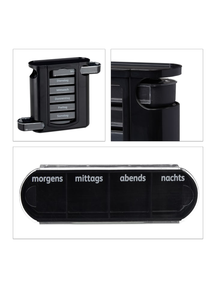 relaxdays Pillendose in Schwarz günstig kaufen onesize