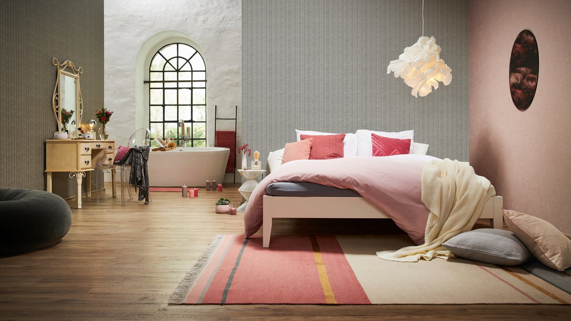living walls Vliestapete New Walls Romantic Dream in Bast Optik, uni, Tapete Holzoptik