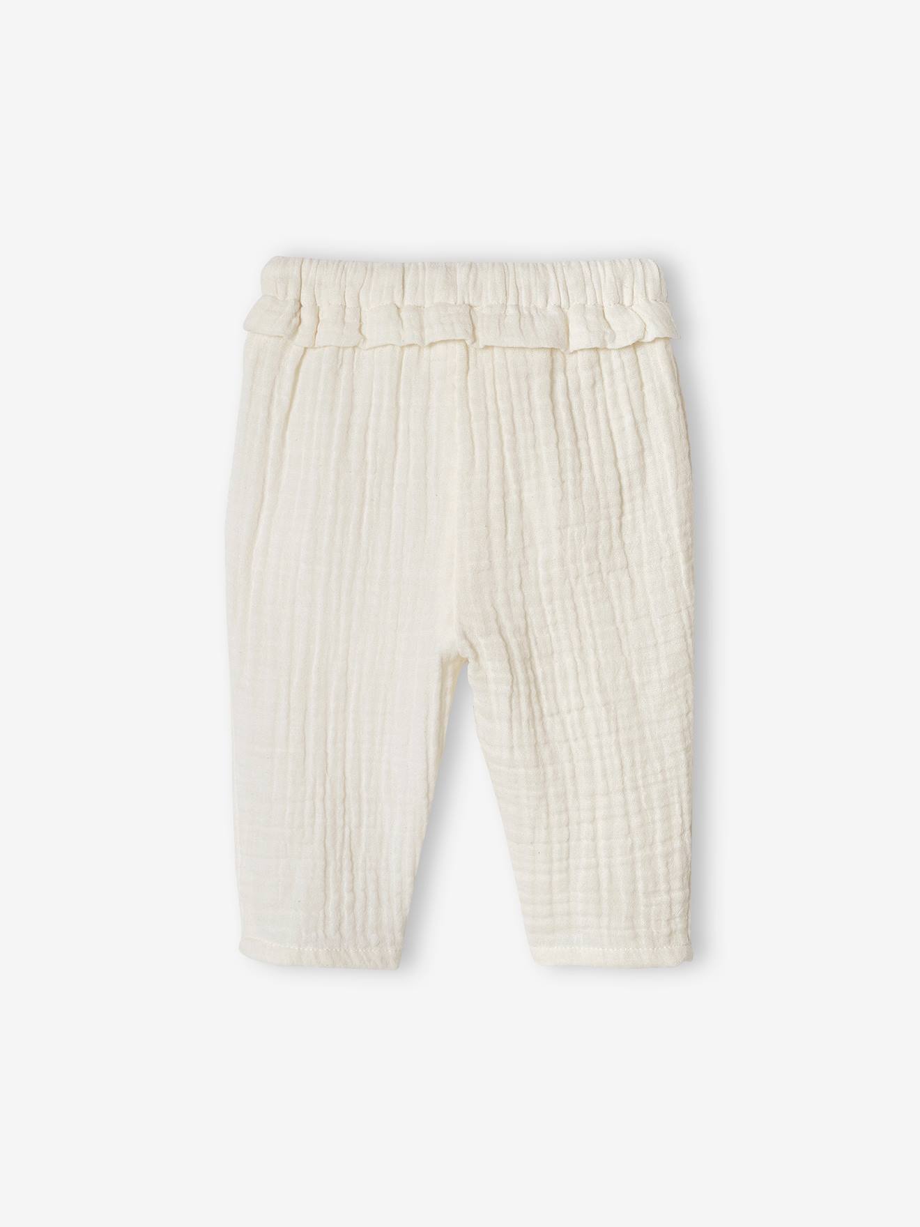 Pantalon en gaze de coton bébé écru