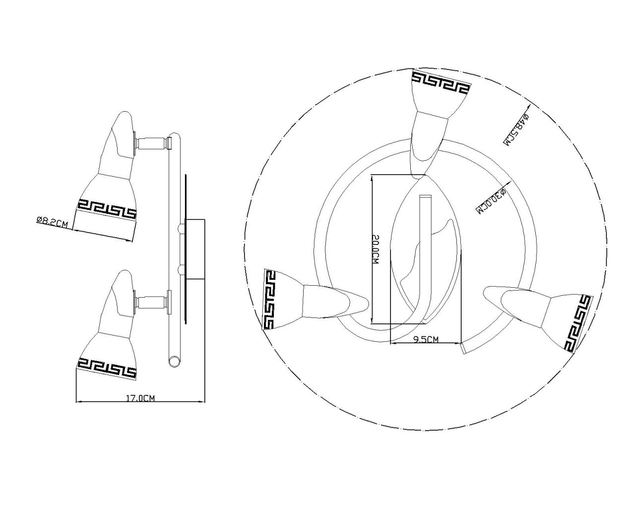 Globo Lighting - NOVARA - Strahler Metall goldfarben patiniert, 3x E14 R50