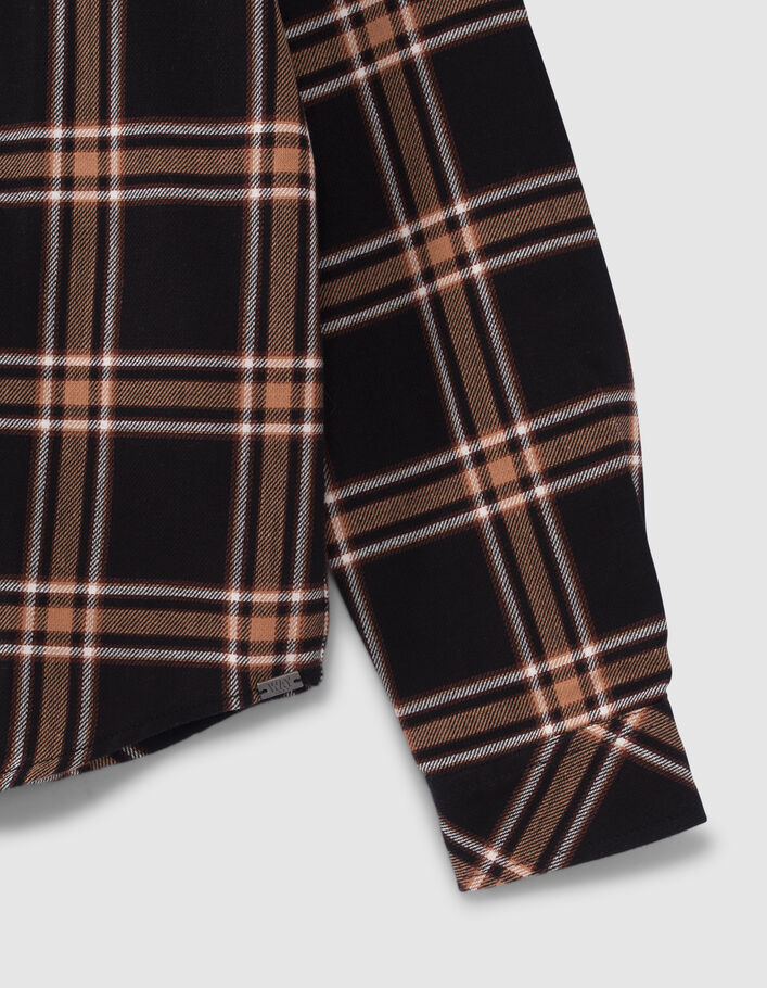 Chemise noir, camel, écru à carreaux garçon
