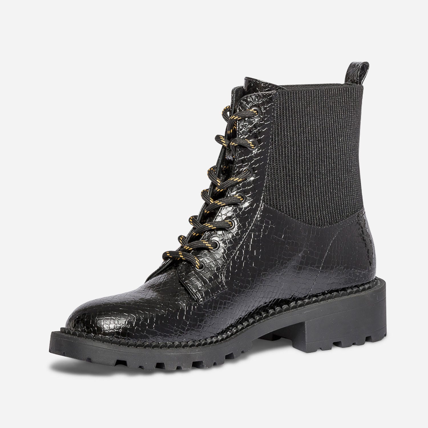 Bottine TEXTO noire vernie effet python