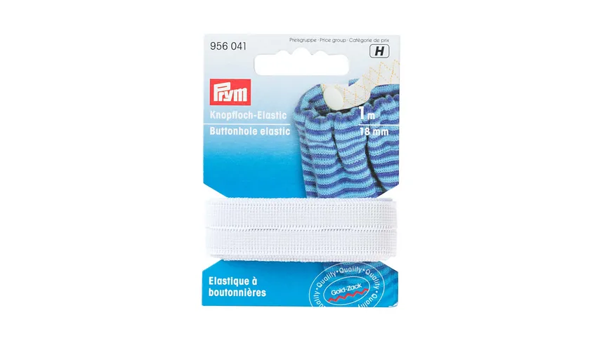 Prym Elastic-Knopflochband glatt 18 mm weiß 1 m