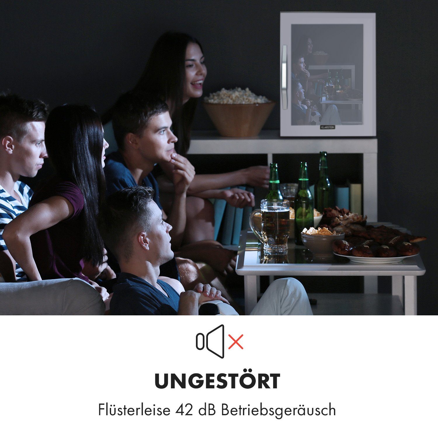 Klarstein Getränkekühlschrank HEA-Beersafe XL WG 10034929A, 63 cm hoch, 47 cm breit, Bierkühlschrank Hausbar Getränke Flaschenkühlschrank Glastür