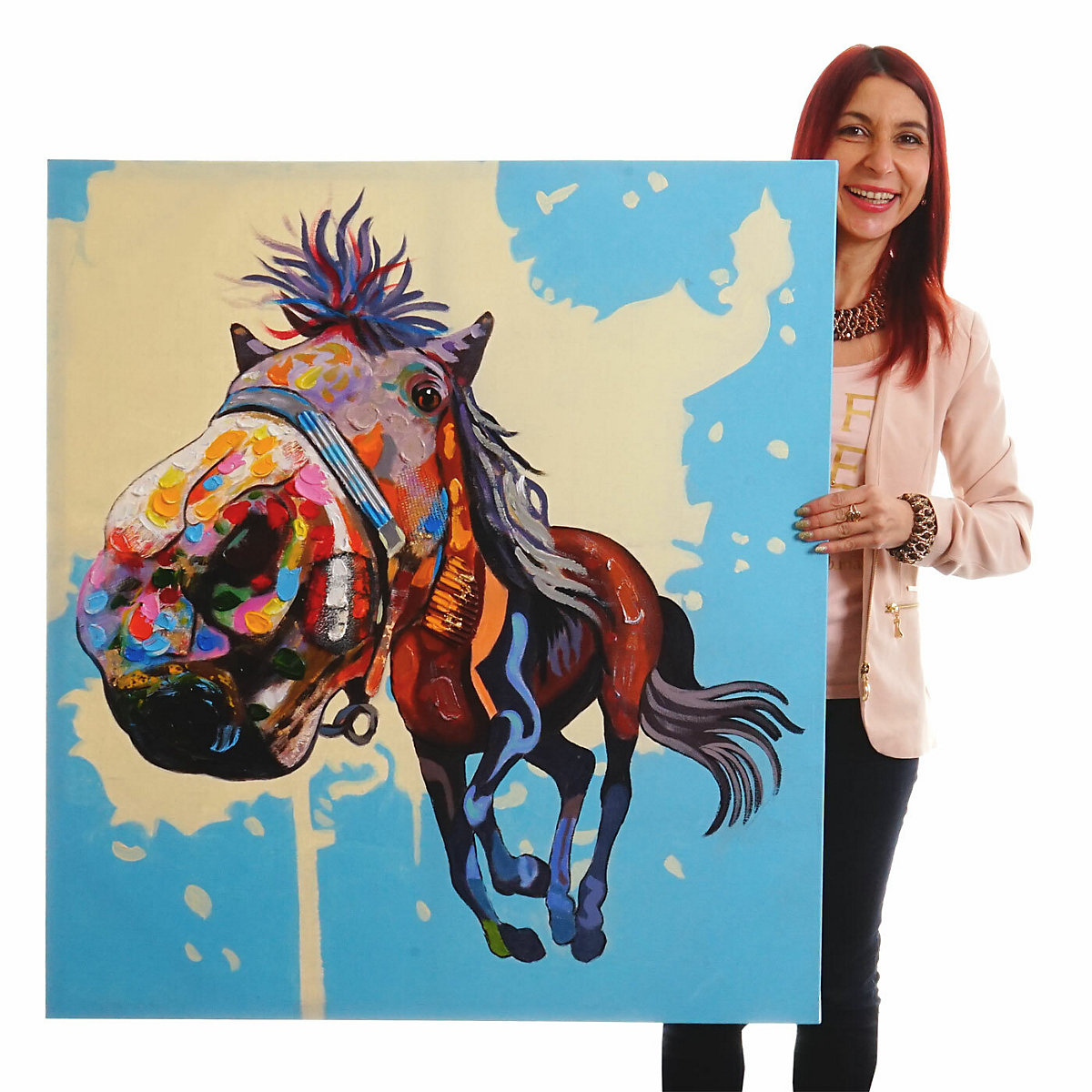 3D Ölgemälde Pferd, XL, handgemalt 100x90cm