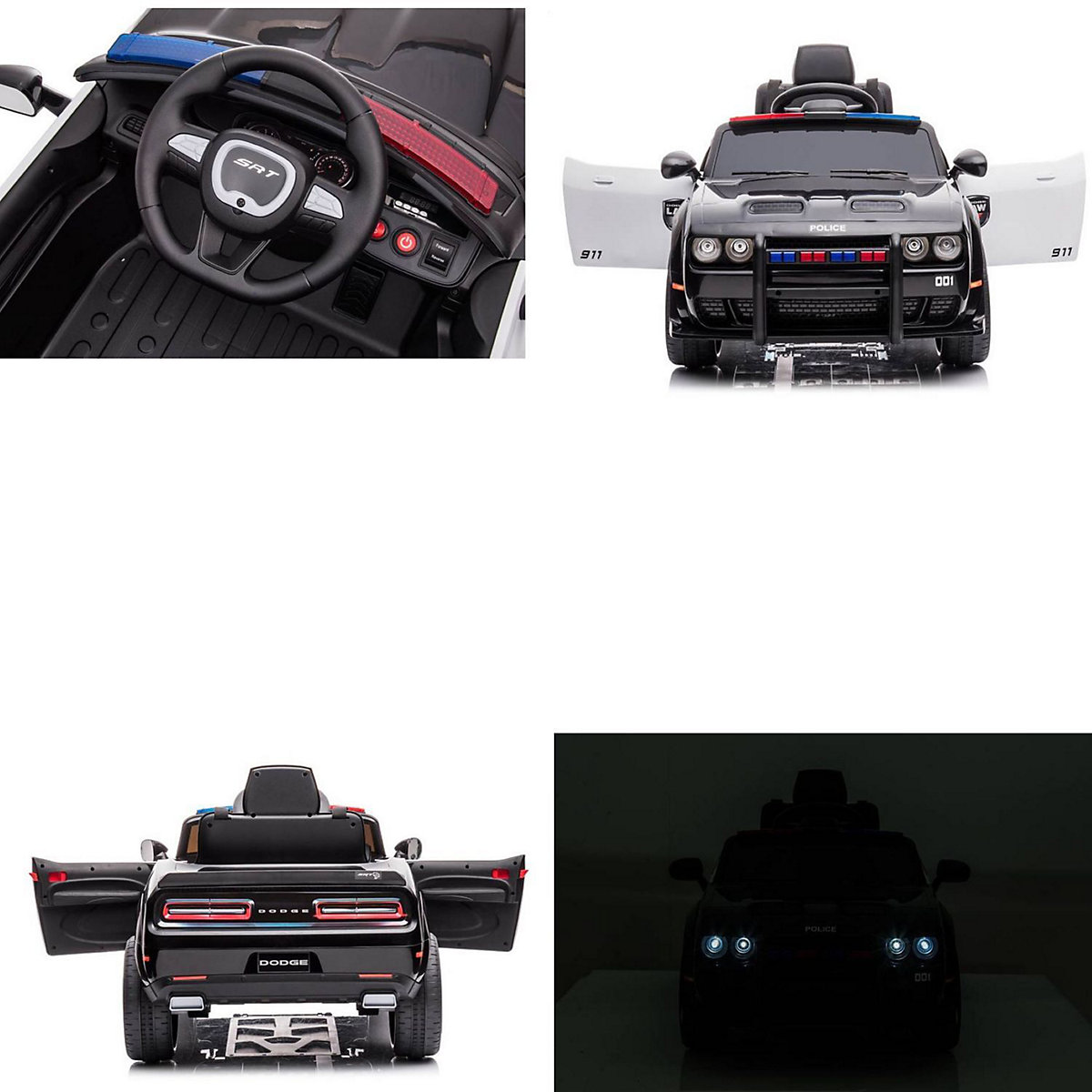 Kinder Elektroauto Dodge Polizei Sirene Fernbedienung Polizeilichter MP3 Elektro-Autos