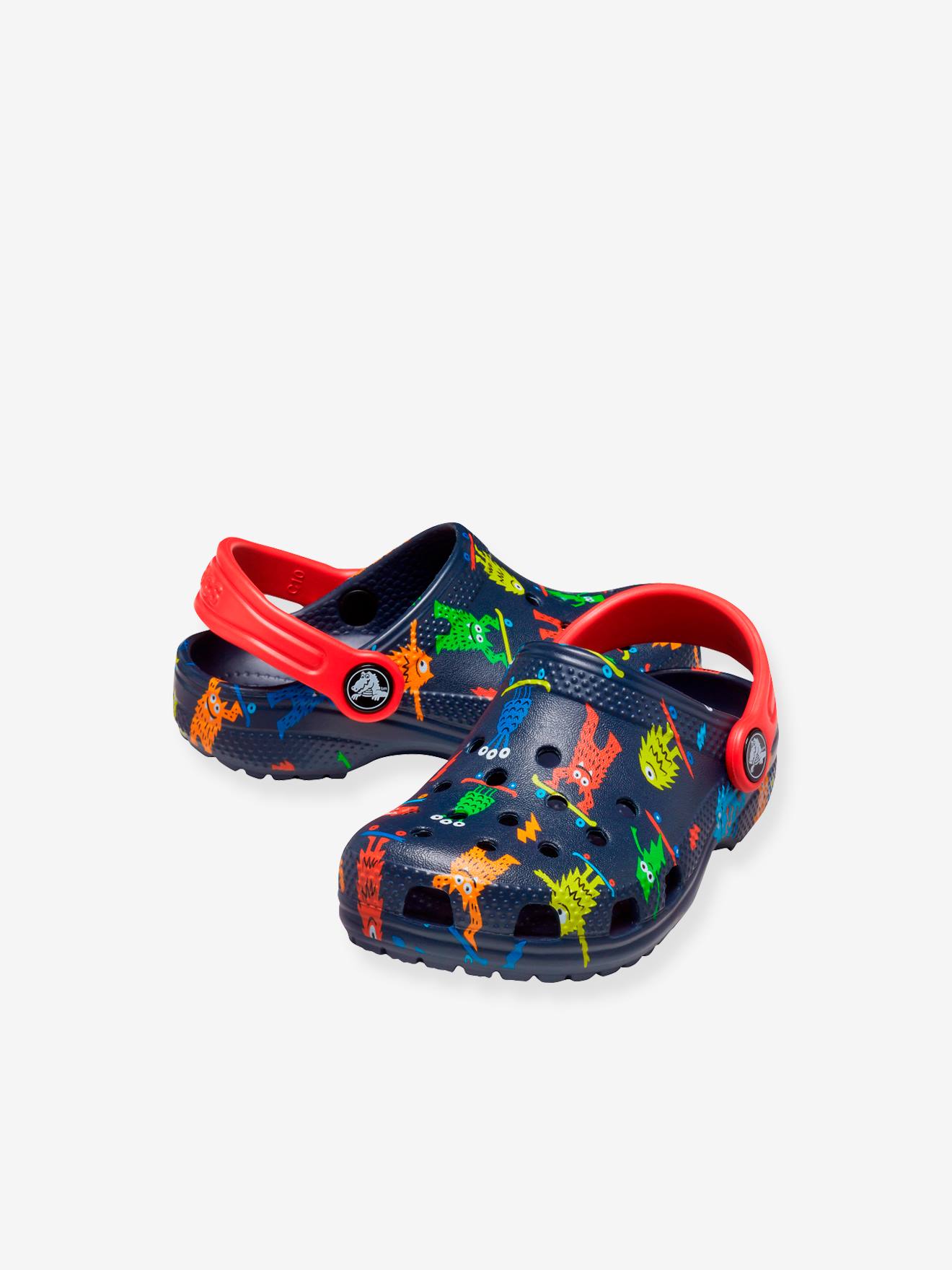 Crocs Baby Clogs CLASSIC EASY ICON CLOG CROCS - marine/mehrfarbig bedruckt