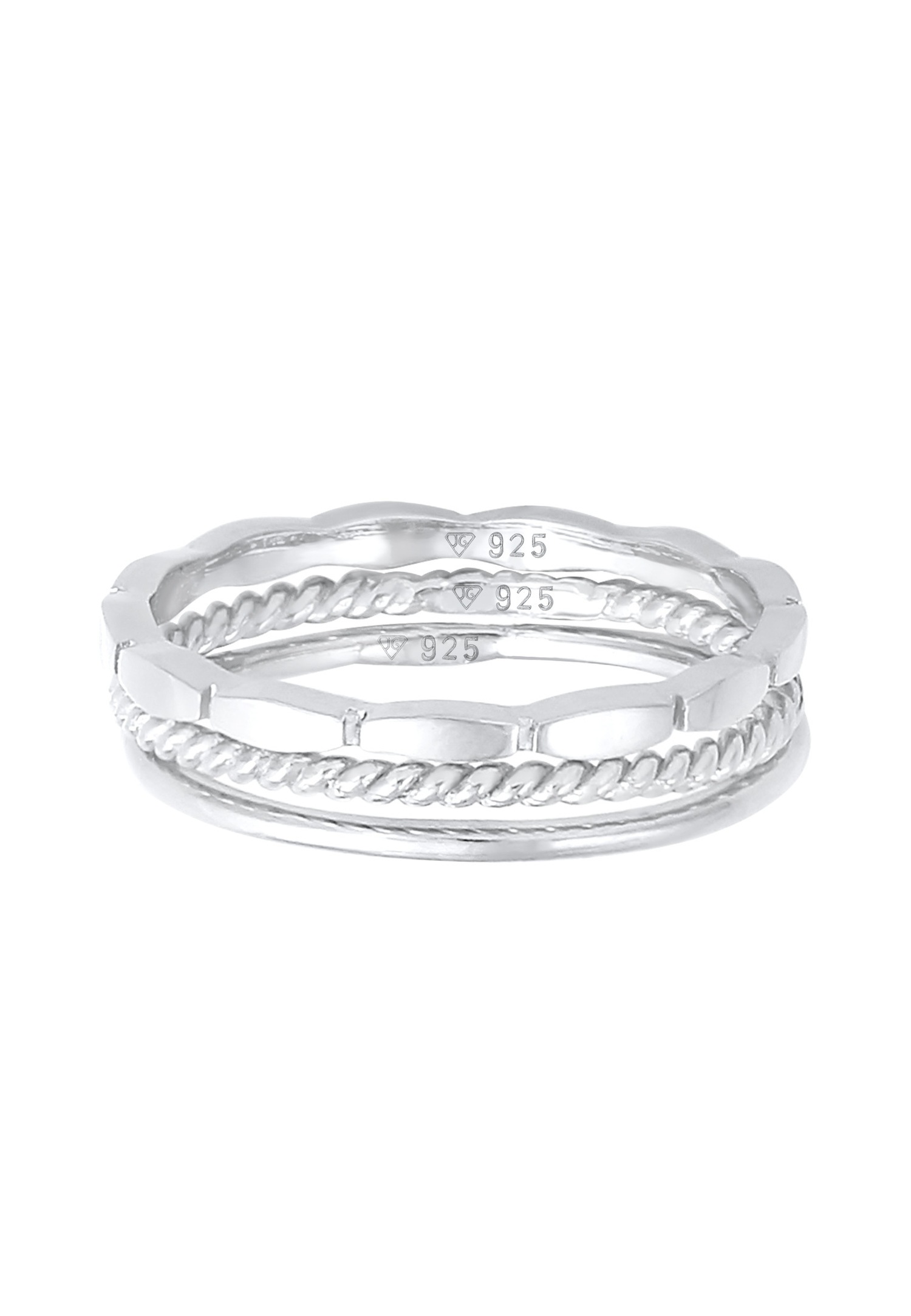 Anillo apilable de tres bandas Elli para mujer, estilo básico, minimalista y atemporal, en plata de ley 925.