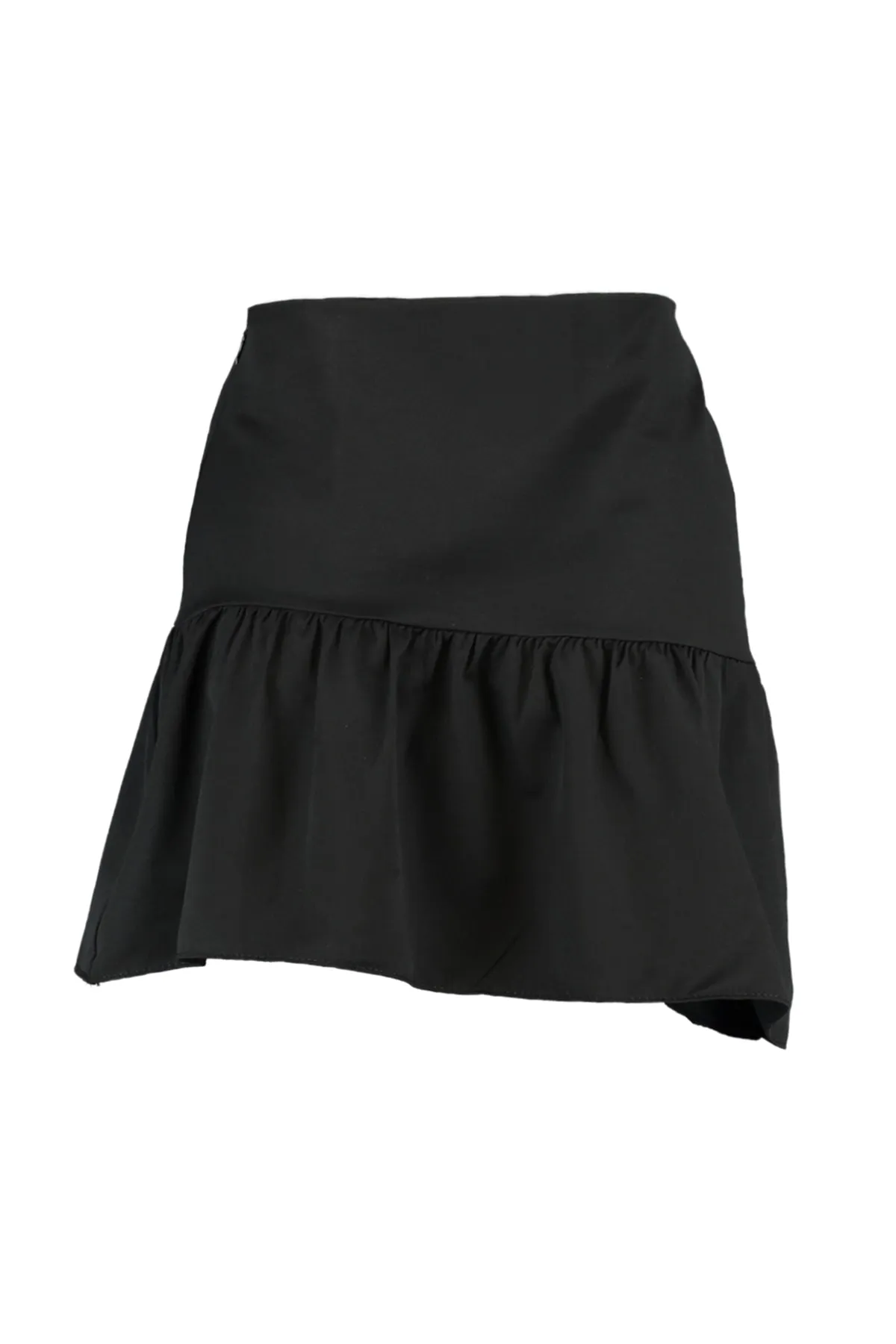 Trendyol Collection  Schwarzes Set aus Strandoberteil und -unterteil aus Popeline mit Carmenkragen und Volant TBESS20AU0071