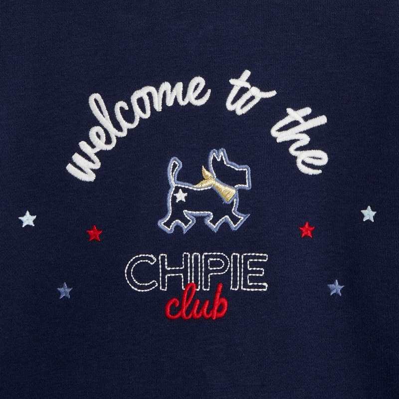 Gilet à capuche navy brodé Chipie bleu fille
