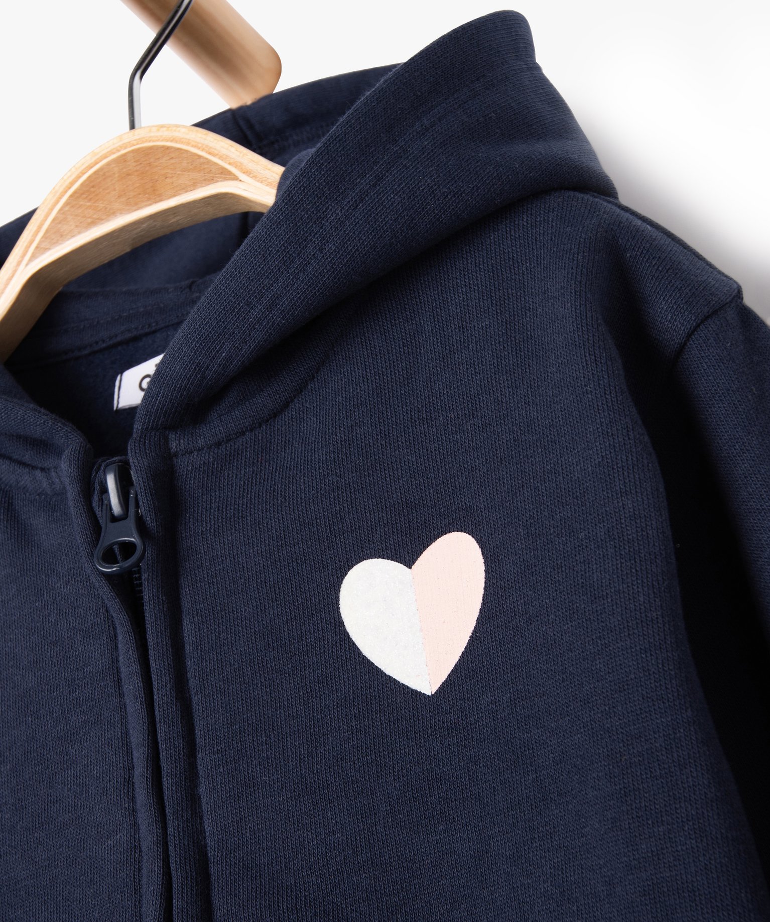 Sweat zippé à capuche intérieur molletonné bébé fille marine | GEMO