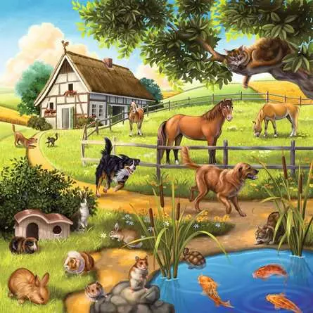 Kinderpuzzle ab 5 Jahren - Wald-/Zoo-/Haustiere - 49 Teile