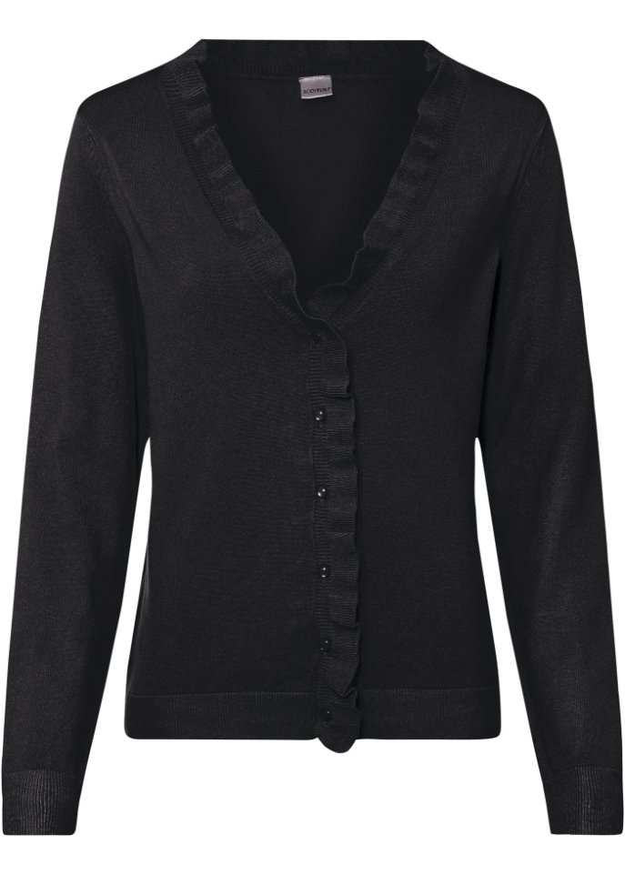 Strickjacke mit Rüschenkragen