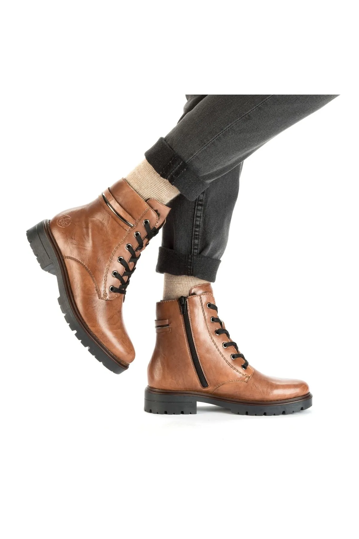Rieker  Stiefelette - Rot - Flacher Absatz