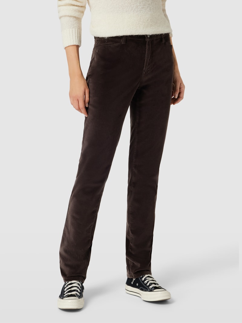Slim Fit Jeans in Samt-Optik Modell 'Mary' in schokobraun