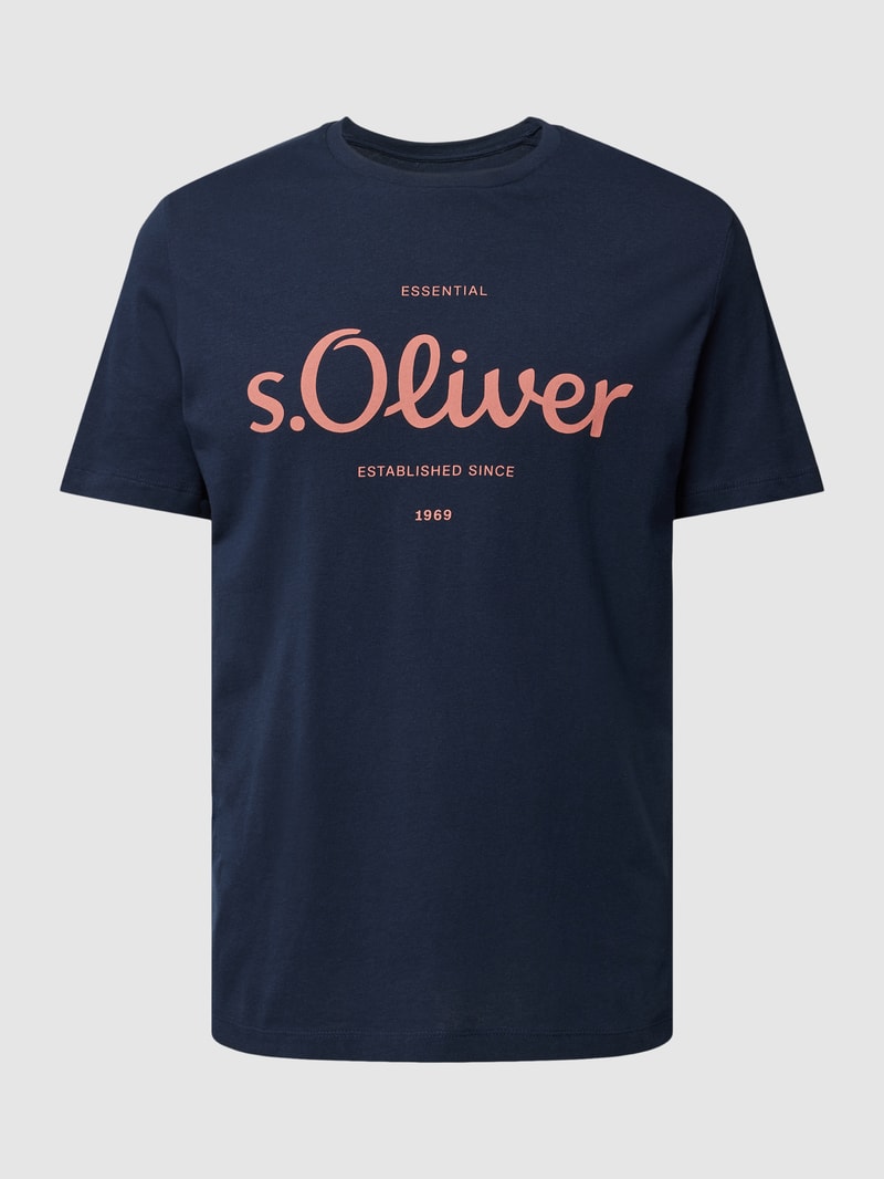 T-Shirt mit Label-Print in marineblau