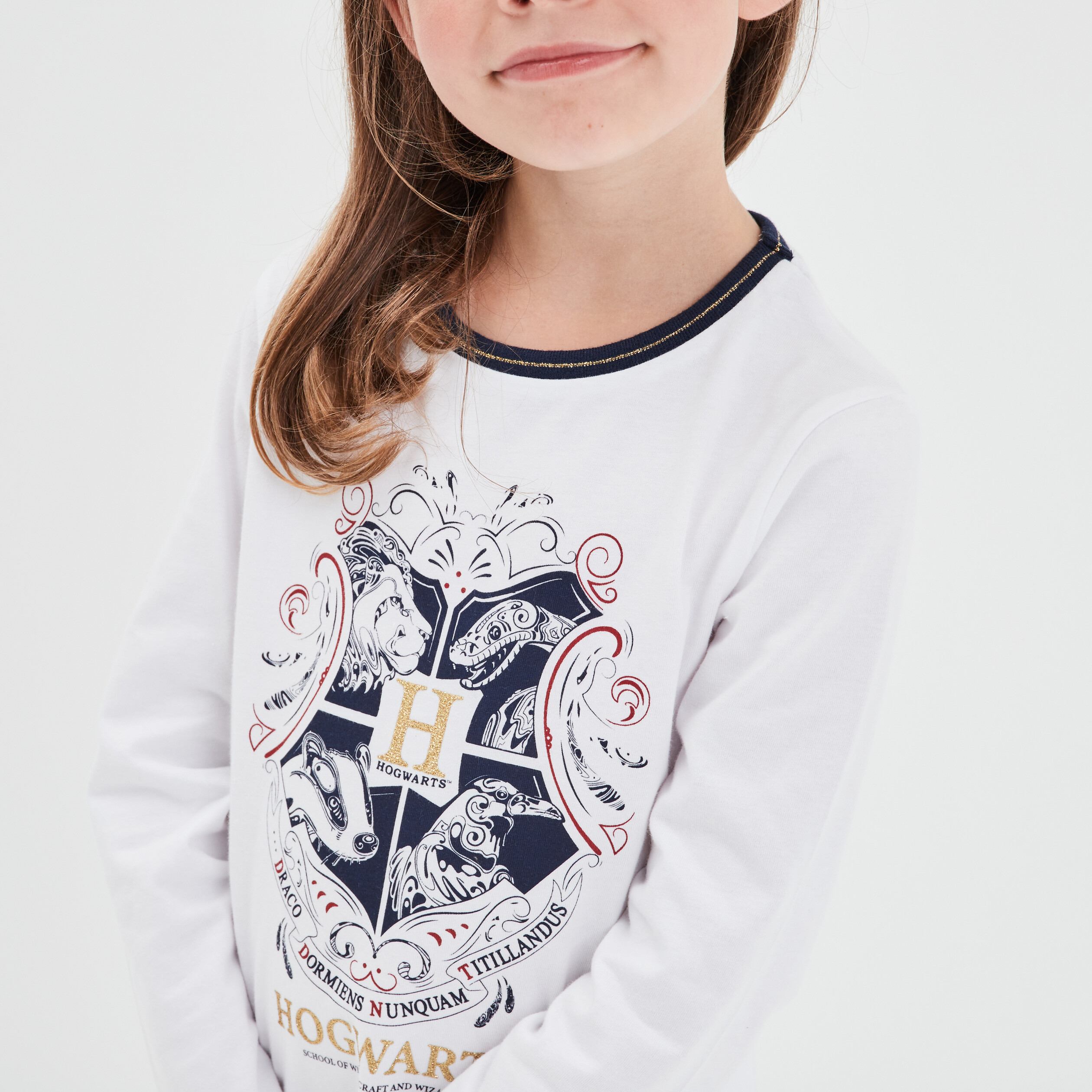 T-shirt droit coton Harry Potter blanc fille | La Halle