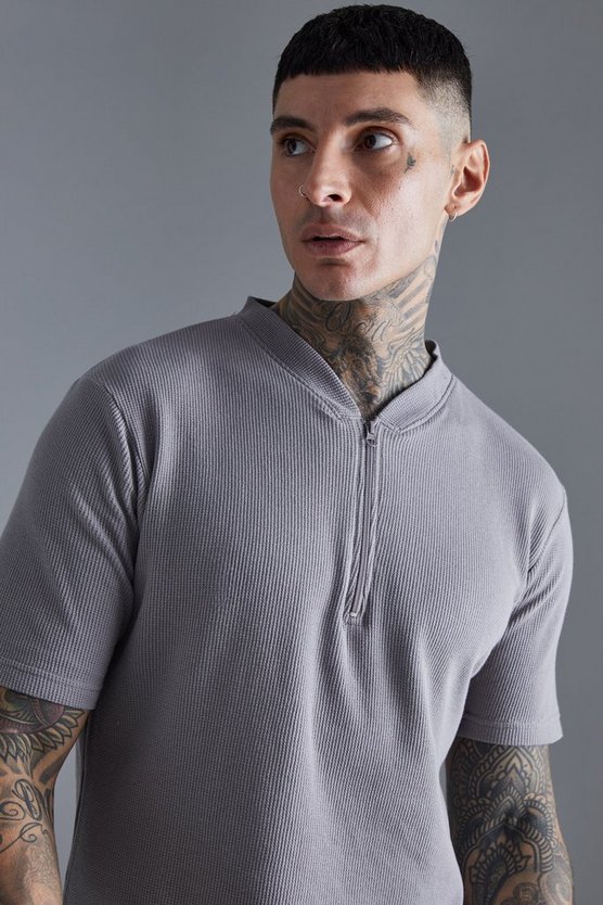 Slim-Fit Poloshirt in Waffeloptik