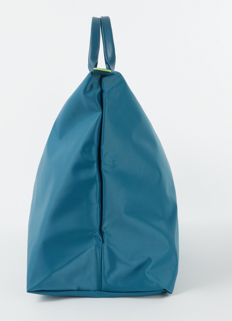 Geantă de umăr Longchamp Le Pliage verde, mărimea M, cu detalii din piele.