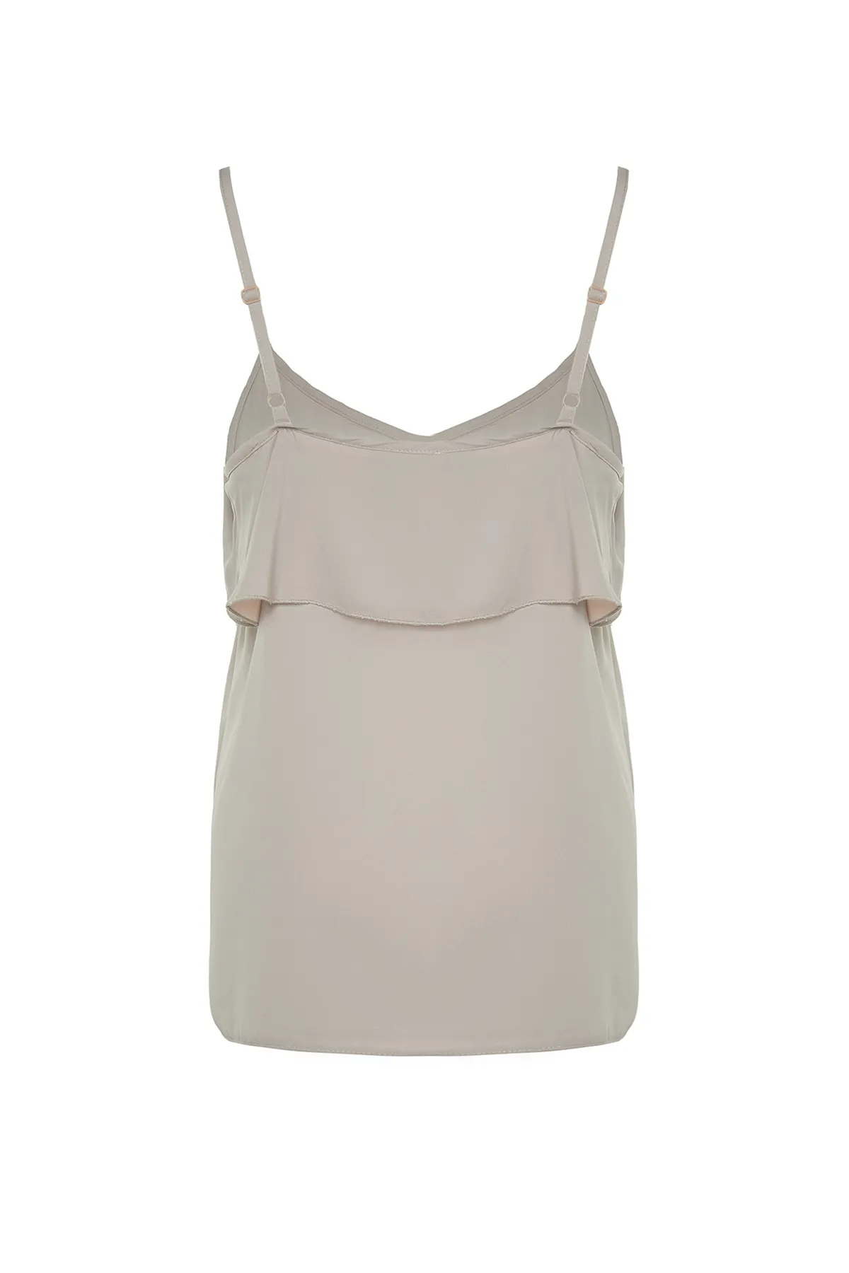 Trendyol Curve  Beige gewebte Bluse mit Volantkragen TBBSS22AF0023