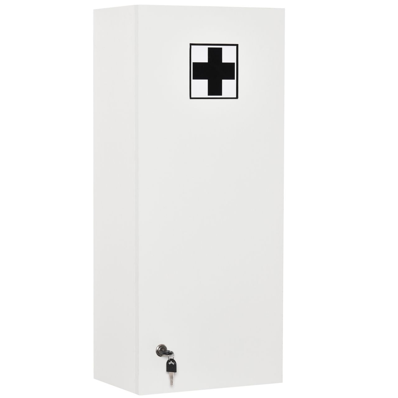 kleankin Medizinschrank Arzneischrank Wandschrank Hängeschrank mit verstellbarer Ablage Erste-Hilfe-Kreuz abschließbar für Badezimmer Küche Flur Weiß 30x20x70 cm