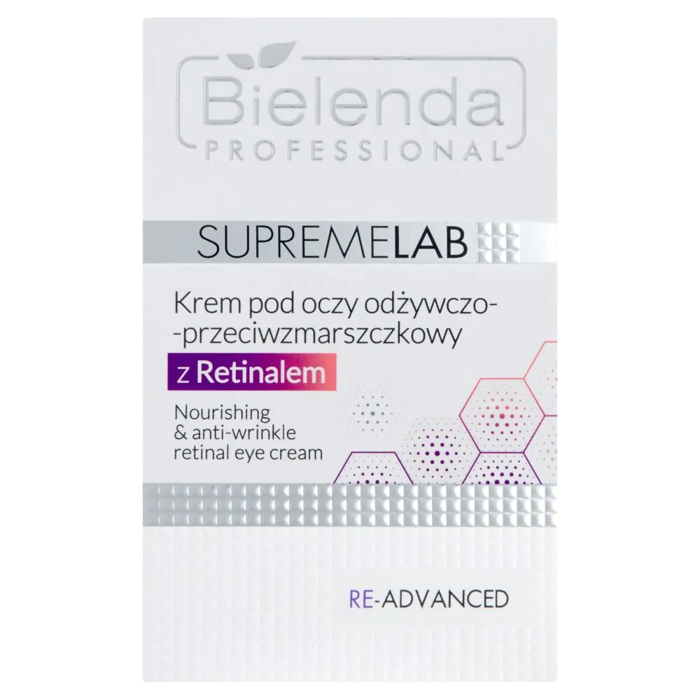 „Bielenda Professional Supremelab Re-Advanced“ maitinamasis ir raukšles mažinantis paakių kremas su tinklainės ekstraktu.