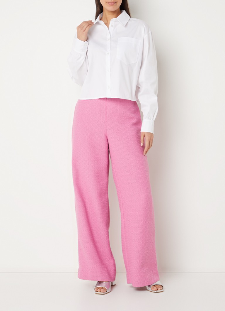 Pantaloni Rasa cu talie înaltă și croială largă de la Studio Anneloes, cu efect de tweed.