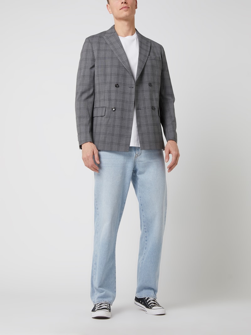 Slim Fit Sakko mit 2-reihiger Knopfleiste Modell 'Boston' in mittelgrau