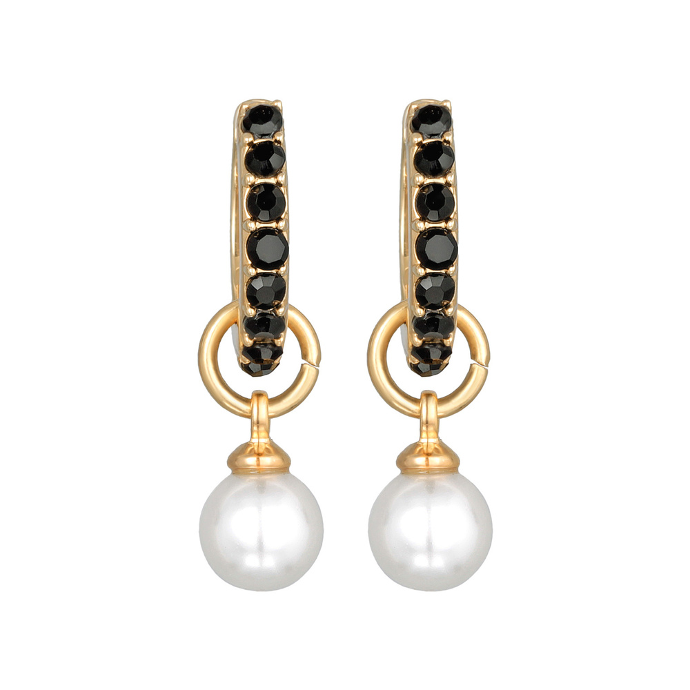Elli Elli Boucles d'Oreilles Femmes Créoles Pendentif Perles de Verre Couleur Or avec  Boucles d'oreilles