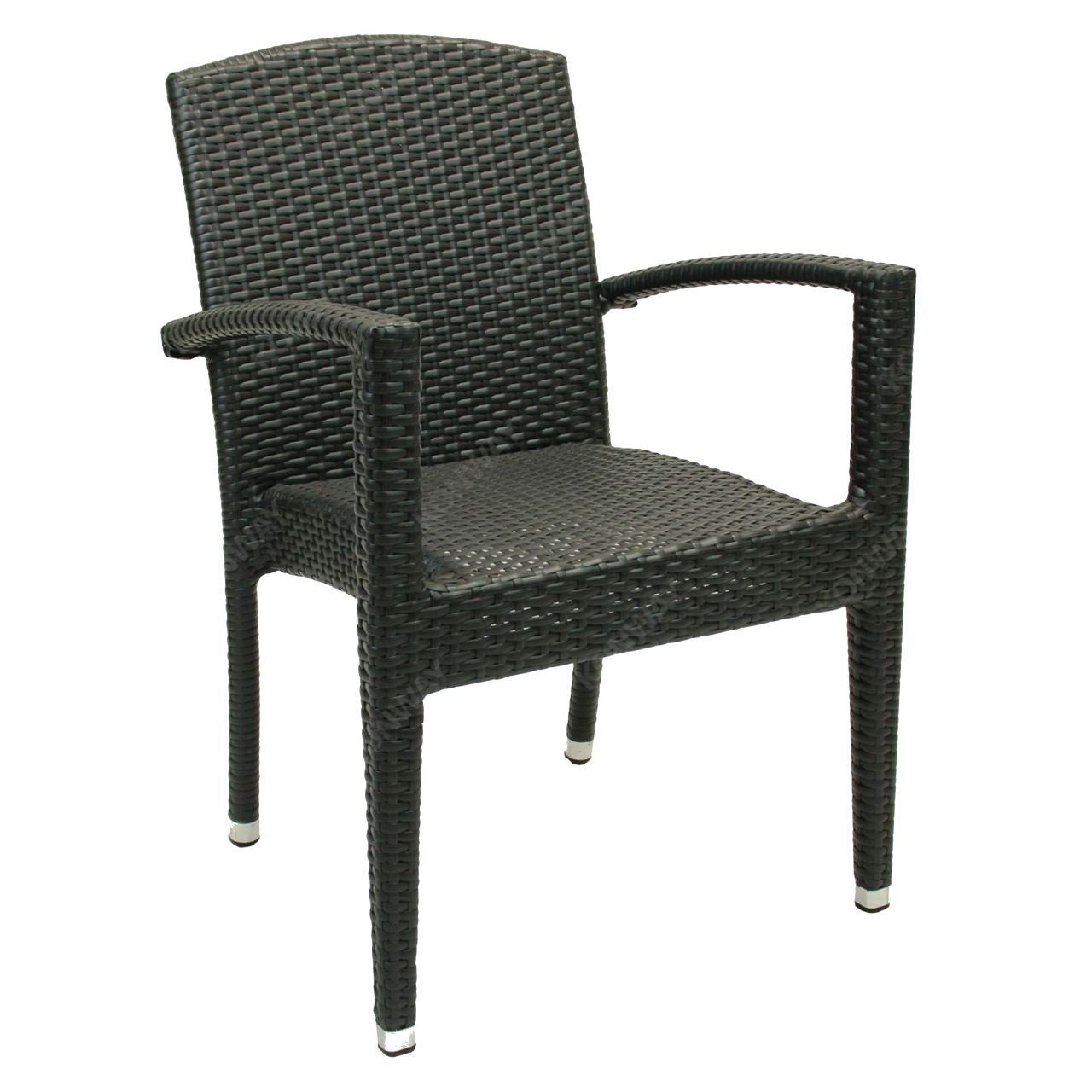 Konway Stapelstuhl MAUI (4 St), 4x KONWAY® MAUI Stapelsessel Schwarz Premium Polyrattan Sessel