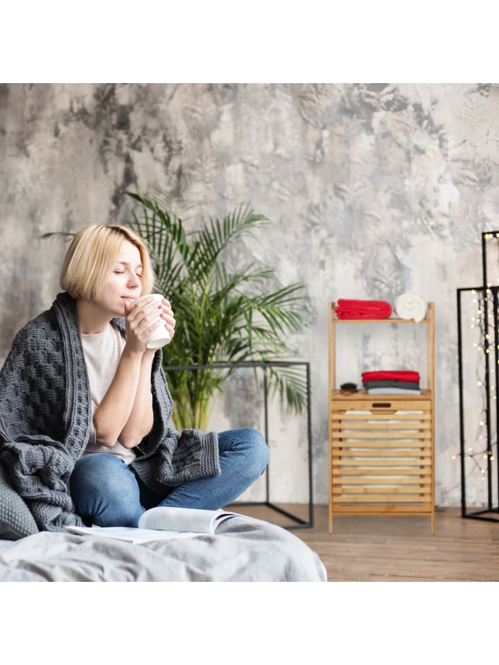 relaxdays Wäscheschrank mit Wäschekorb Bambus günstig kaufen onesize